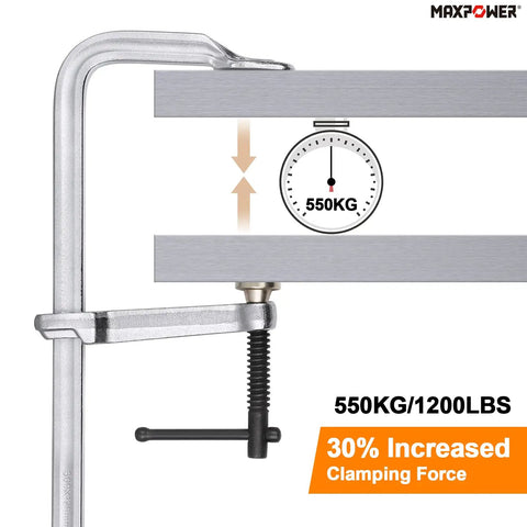 Heavy Duty Welding F Clamp 24 Inch Set with Max Jaw 24 Inch, steel bar clamping metal with 550KG force