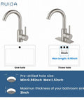 Single Hole Bathroom Faucet With 360 Degree Swivel Spout, 304 Stainless Steel, Brushed Nickel Finish, Pop Up Drain And Deck Plate