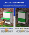 Heavy Duty Metal Chicken Feeder For Backyards with lid for moisture protection and easy access for ducks, quail, and yard chickens.