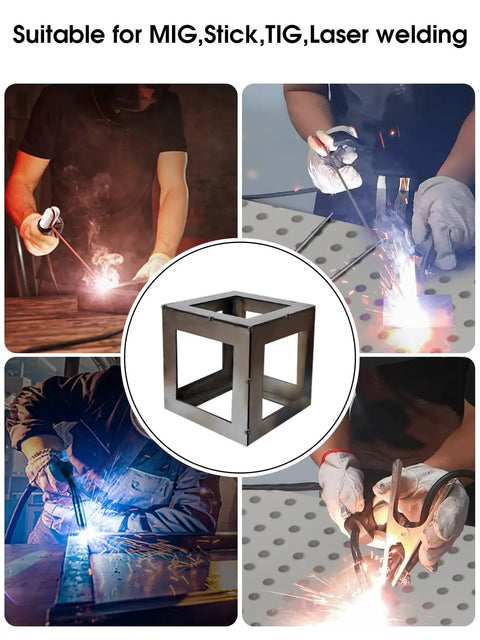 Image of Hot 24Pcs Welding Practice Kit For Beginners Includes Super Strong Magnet With 28lb Pull Force and laser-cut steel coupons in use.