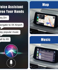Mazda CarPlay And Android Auto Retrofit Kit showing maps and music apps on MZD Connect with voice assistant feature.