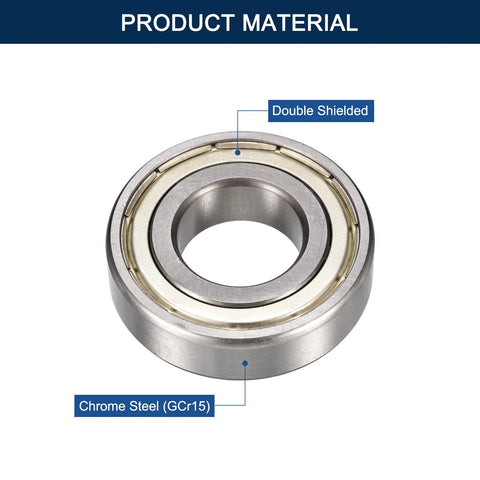 HiPicco deep groove ball bearing, chrome steel GCr15, 3/8 in bore x 7/8 in outer diameter, double shielded