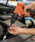 Using Heavy Duty Impact Socket Adapters Set For Drills In One Quarter Inch Hex Shank And Three Eighths Inch And One Half Inch Sizes
