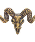 Front view of Brass Goat Head Cabinet Knob Pull Handle Vintage Animal Drawer Knob For Kitchen Cabinets And Dresser Rustic Metal Cupboard Hardware Durable Goat Head Design With Premium Craftsmanship Ideal Rustic Farmhouse Decor