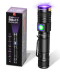 Pro Grade 395Nm UV Black Light Flashlight USB Rechargeable Handheld With Clip and box packaging