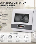 No Sweat Stainless Countertop Dishwasher Featuring Twelve Power Spray Jets Ozone Sterilization And High Temp Wash for compact kitchen use.