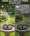 Solar Bird Bath Fountain Pump With 7 Nozzles, 1.4W Upgraded Solar Powered Water Pump for Bird Bath; sunlight effects visible
