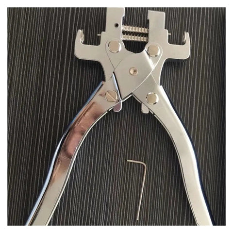 Premium Auto Repair Kit For Smart Car Key Disassembly And Flip Blade Pin Removal With Sturdy Folding Pliers close-up, silver metal tool