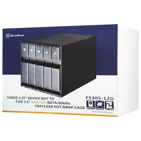 Solid As A Rock Pair Of Internal Hot Swap Drive Cages Converts Three 5.25 Inch Bays Into Five 3.5 Slot Enclosures For Sas And Sata Discs With Sleek Aluminum Chassis And No Sweat Quick Setup - Front view of the hot-swap drive cage.