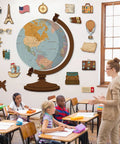 Travel Theme Bulletin Board Set With Vintage Globe Cutouts And World Map Decor For Classrooms Back To School Wall Display