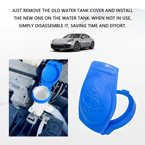 Leakproof Windshield Washer Reservoir Cap Replacement For Audi VW Porsche Cayenne 2003 2018 with open blue lid close-up