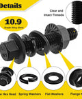 M8 Flange Hex Bolt Assortment Kit With Flat And Spring Washers And Hex Nuts, 164 Pc Metric Fastener Set showing 10.9 grade alloy steel components.