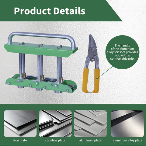 Sheet Metal Bending Tool For 0-90 Degree Bends In Steel, Aluminum, And Copper with wear-resistant V-groove roller and scissors