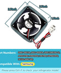 Refrigerator Evaporator Fan Motor With Silent Sponge For Quiet Operation Replacement Compatible With RF Series, dimensions shown
