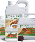 Pure Tung Oil For Wood Finishing And Sealing, Waterproof And Food Safe For Indoor Outdoor Furniture And Countertops bottles display