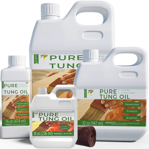 All Natural Pure Tung Oil For Wood Finish And Waterproofing Sealant, Pro Grade bottles, 32 oz, 16 oz, 8 oz packaging