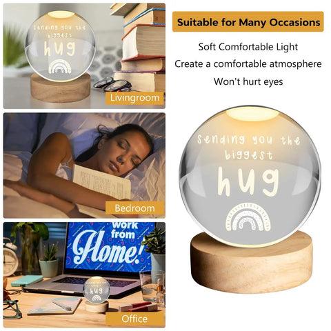 Crystal Ball Night Light Gift For Get Well Soon Vibes Thoughtful Feel Better Gift For Women Kids Friends Cancer Recovery After Surgery Care Package Sick Day Comfort Recovery Decor displayed in living room, bedroom, and office settings.