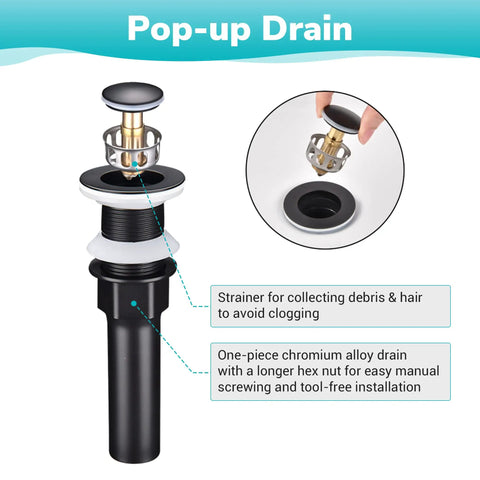 Pop-up drain set for Sleek Porcelain Vessel Sink 26x15 Inches Above Counter Rectangle With Pop Up Drain Set Black Industrial Modern Vanity Basin For Bathrooms Durable Ceramic Above Counter Design Easy To Clean And Install Great For Powder Rooms Or Full Baths