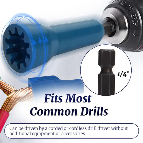 Four Piece Wire Nut Twister Set for Drills With One Quarter Inch Chuck Fast Wire Twisting Tool Kit for DIY Electrical Wiring