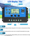 Beast 30A Solar Charge Controller For 12V And 24V Systems With Adjustable LCD Display, Dual USB Ports, blue design