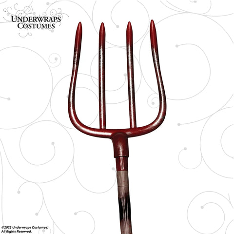 Adjustable Halloween Pitch Fork Prop Accessory For Cosplay And Theatrical Use, Red Plastic Farm Style Fork, Lightweight, Safe