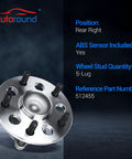 Rear Right Wheel Hub And Bearing Assembly For Toyota Camry 2012-2017 And Avalon 2013-2018, 5-Lug With ABS, front view