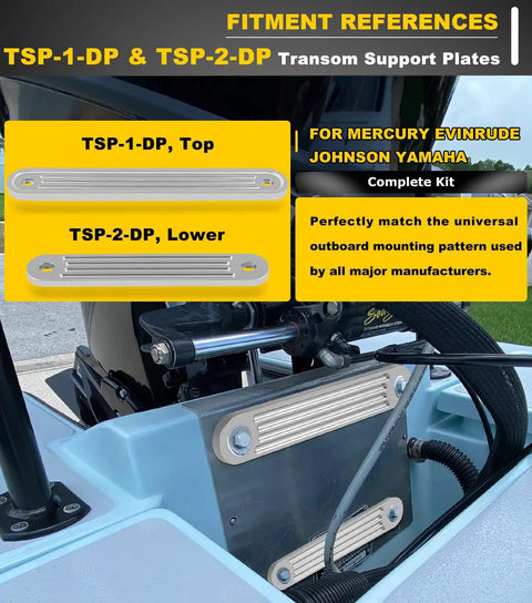 Beefy Transom Mount Plate Kit For Standard Top And Lower Bolt Holes Heavy Duty Cast Aluminum Three Eighths Inch Thick in use