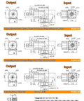 Precision 90 Degree Helical Reducer Right Angled Gearbox With Under Eight Arcmin Backlash For Industrial Motors 3 To 100 Speed Ratio And 100 To 180Mm Flange dimensions and input specifications diagram