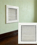 Solid Pick 18 X 34 Inch Return Air Grille And Wall Ceiling Vent Cover, Heavy Duty White Aluminum HVAC Duct Grill installed on wall.