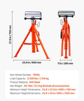 Built Tough Heavy Duty Roller Stand With Adjustable Height From Twenty Seven To Fifty Two Inches For Woodworking And Metalworking Outfeed Table showing 2500 lb capacity in orange steel.