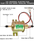 12V Inline Low-Pressure Fuel Pump Go-To Transfer Pump For Gasoline And Diesel Engines, Delivers 2.5 To 4 PSI, Easy Install