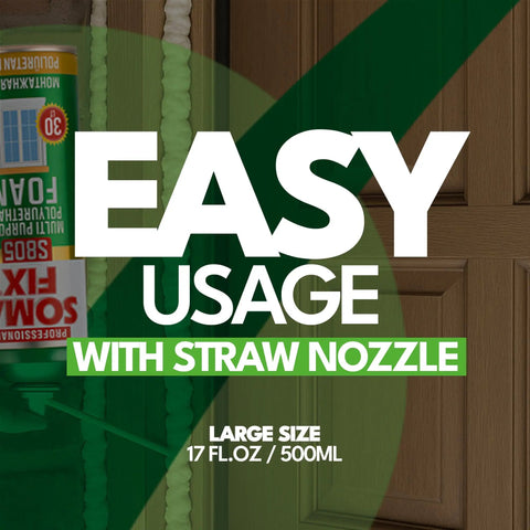 Heavy Duty Expanding Polyurethane Spray Foam 17 Oz Multi Purpose Gap Filler with straw nozzle for door insulation.
