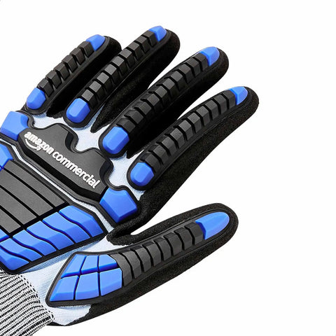 18G GoldSilk and Sandy Nitrile Impact Protection Work Gloves With Back of Hand Protection Blue and Black Size M 6 Pairs Durable