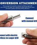 Ice Auger Drill Adapter Fits 1/2 Inch Drill Chuck Turns Hand Ice Fishing Auger Into A Cordless Power Drill Setup With 1/4 Inch Hole