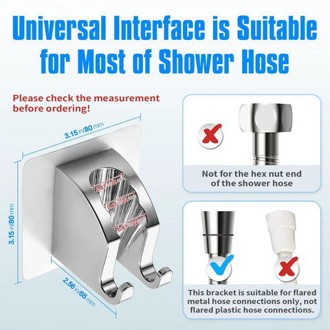 Handheld Shower Head Holder With Two Hanger Hooks And Strong Adhesive No Drill Install Adjustable Wand Bracket Waterproof Chrome Finish Fits Standard Handheld Showerheads And Hoses Easy Mount And Durable Grip