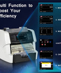 Premium Money Counter Machine For Mixed Denomination Bills, Multi Currency Support For Usd Euro Cad MxN With Advanced CishuvirMGmt Security Detection display showing functions