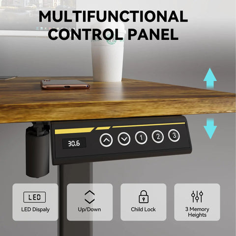 Sleek 48 Inch Electric Height Adjustable Standing Desk With Powerful Motor For Gaming And Office Setup Smooth Ergonomic control panel with LED display.