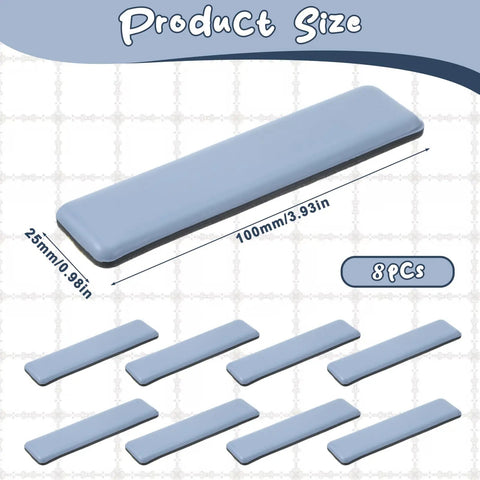 Eight Piece Premium High Density Self Adhesive PTFE Rectangle Furniture Glides Quick Grip Floor Protector Sliders For Carpet Hardwood Sofa Couch Chair Table Super Smooth Glide Bundle showing product size.