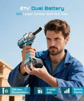 Man using Half Inch Cordless Impact Wrench Beast With 21V Battery, 665 Ft-Lbs Loosening Torque, 3300 IPM, 2400 RPM, 6 Sockets