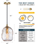 Dope Clear Art Glass Pendant Lights 2 Pack For Kitchen Island And Dining Room Table with gold hardware and adjustable cord.