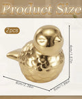 Two Pack Gold Bird Toilet Bolt Covers Decorative Screw Caps Glossy Finish detailed size dimensions, 6cm and 5cm.