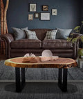 Living room setup with coffee table using Heavy Duty 16 Inch Metal Bench Legs Set Of 2 Black Iron For Coffee Tables Desks And Chairs
