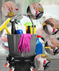 Two Pack Round Plastic Bucket Dollies With Five Quick Spin Swivel Casters For Smooth Easy Rolling, holding cleaning supplies.