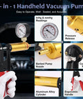 Handheld Brake Bleeder Kit With Vacuum Pump And Pressure Gauge For Cars Motorcycles ATVs Includes Hoses Adapters Reservoir All In One Brake Fluid Bleeding Tool Set For Easy One Person Automotive Vacuum Diagnostics, aluminum alloy cylinder