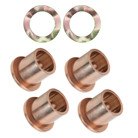 Heavy Duty King Pin Steering Knuckle Bushing Kit With Flanged Spindle Bushing Ready Drop Installation For Precedent Gas 2004 Plus Direct Swap Rock Solid Bronze Build, showing four bronze bushings.