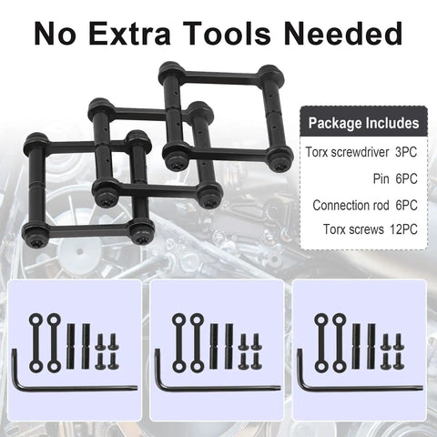 Anti Walk Rotation Pins Kit For Precision Machines And Motorcycles showing pins, screws, rods, and wrenches.