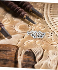 100 Pcs Iron Fasteners For DIY Projects And Scrapbooking Durable Split Pins on decorative carved paper with carving tools