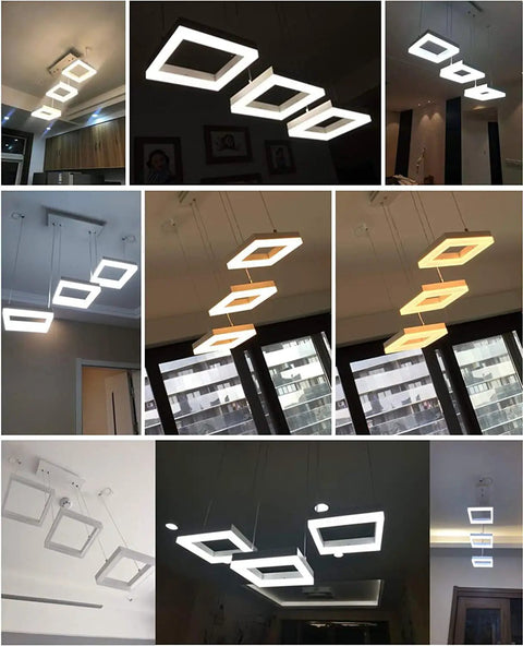 Integrated LED Pendant Light With Dimmable Color Changing LEDs Remote Control 3 Light Dope Modern Ceiling Fixture For Kitchen Island And Dining Room Energy Efficient Easy Install Sleek Contemporary Design shown in various lighting settings.