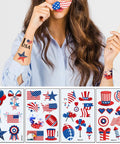 Fourth Of July Temporary Tattoos 90 Piece Set With Patriotic American Flag Fireworks Eagles Red White Blue Fake Tattoo Stickers visible