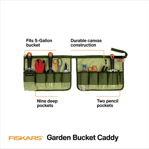 5 Gal Garden Tool Bucket Caddy With Nine Deep Pockets And Pencil Slots Durable Canvas Organizer